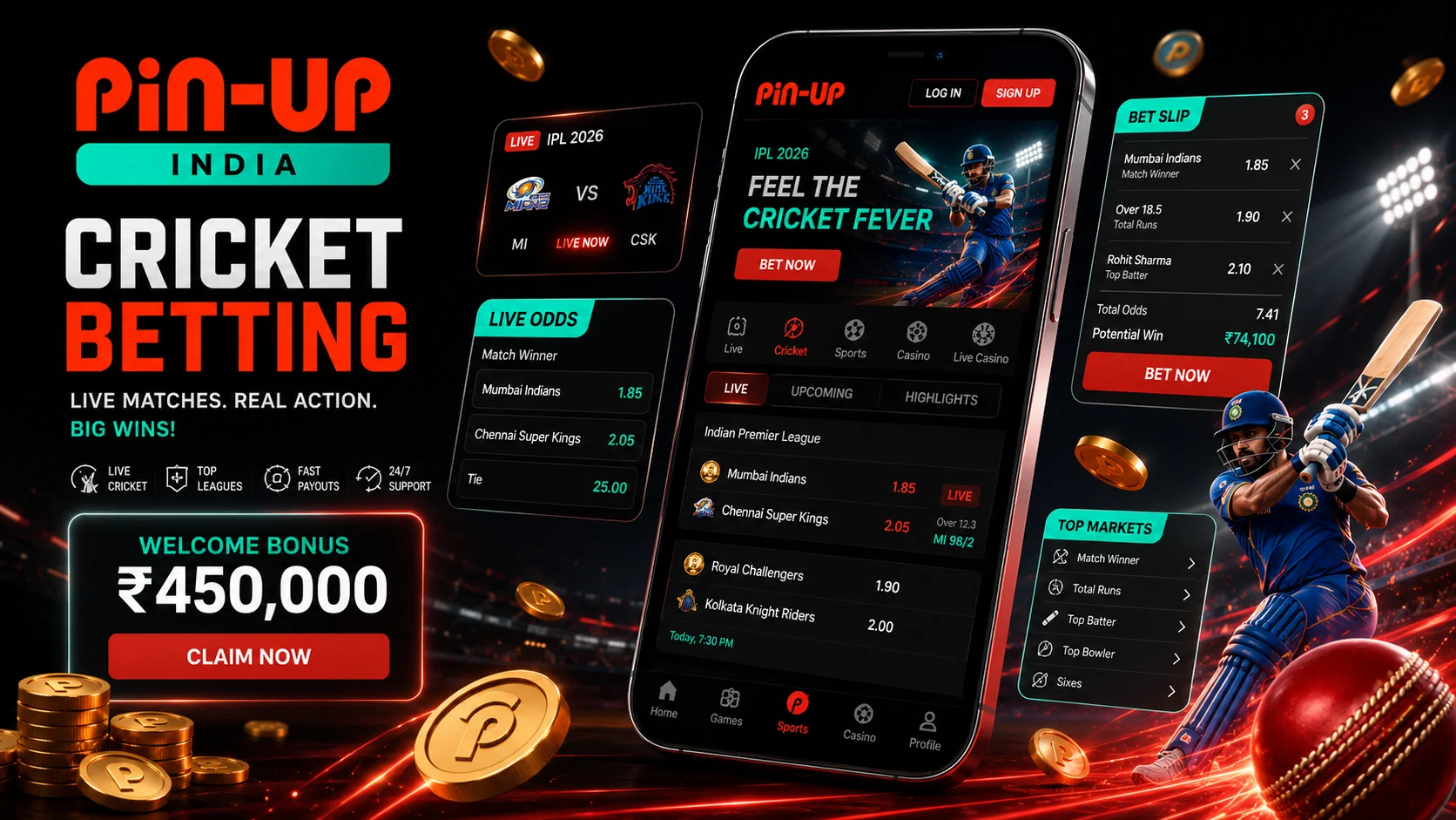 Pin-Up India home cricket betting